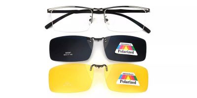 Clip On Sunglasses Grey S9267 - 2 Clips