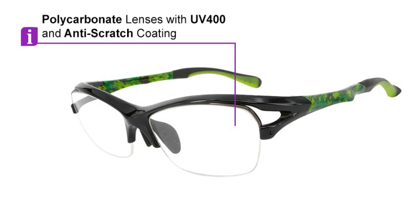 Prescription Sports & Safety Glasses 6028  Black Green